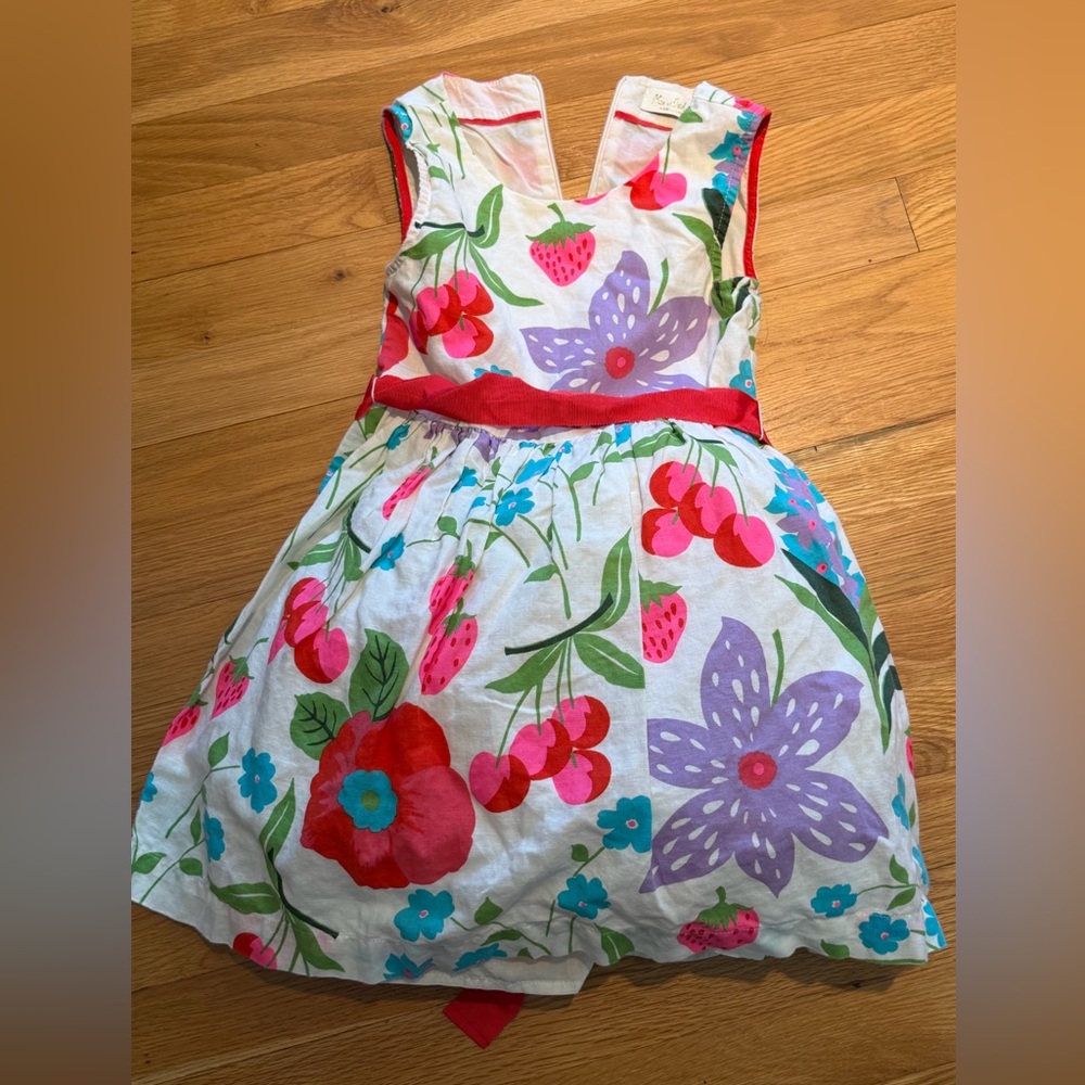 Mini Boden Linen White and Floral Dress